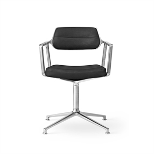 Vipp 453 Snurrstol med Golvglidare Aluminium/ Svart Läder