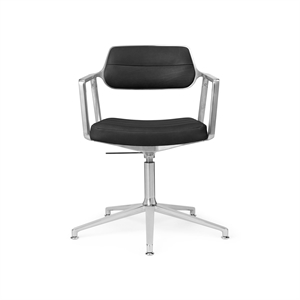 Vipp 453 Swivel+ Snurrstol med golvreglage Aluminium/ Svart Läder