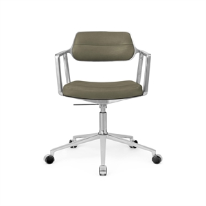 Vipp 453 Swivel+ Swivel Chair with Wheels Aluminium/ Bosco Green