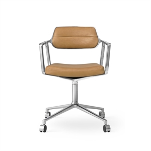 Vipp 453 Snurrstol med Hjul Aluminium/ Sandfärgad Läder
