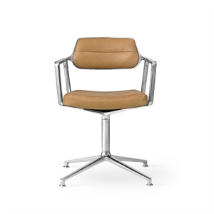 Vipp 453 Snurrstol med Golvglidare Aluminium/ Sandfärgad Läder