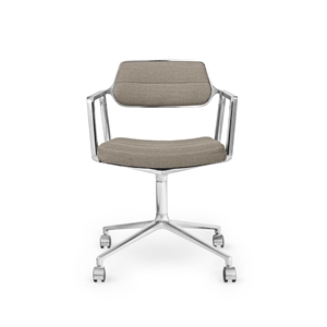 Vipp 453 Snurrstol med Hjul Aluminium/ Mörk Sandfärgad Textil