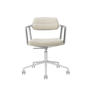 Vipp 453 Snurrstol+ Snurrstol med Hjul Aluminium/ Vågig Naturvit/ Ljusgrå
