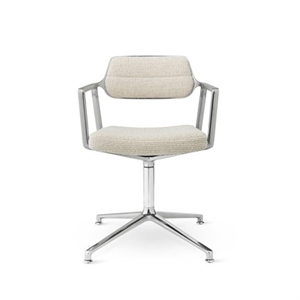 Vipp 453 Snurrstol med Golvglidare Aluminium/ Vågig Naturvit/ Ljusgrå