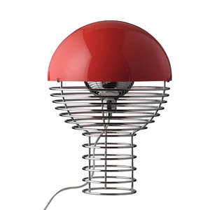 Verpan Wire Bordslampa Ø30 Krom/ Röd